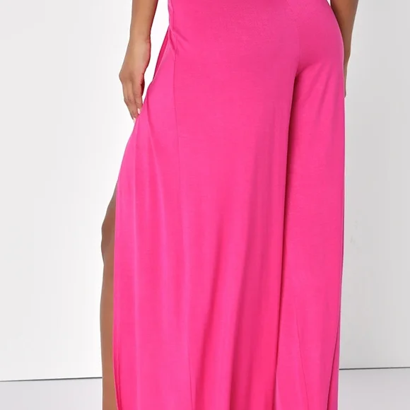 Elegant Pink Wide-Leg Pants - Picture 2 of 5